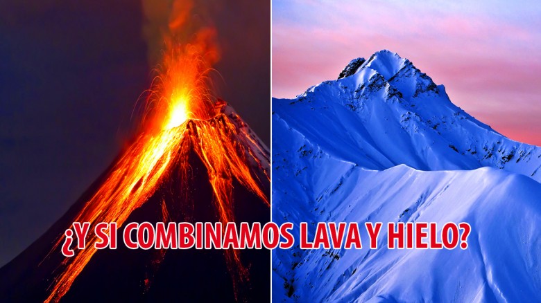 ¡Increíble reacción producida por la mezcla de lava y hielo!